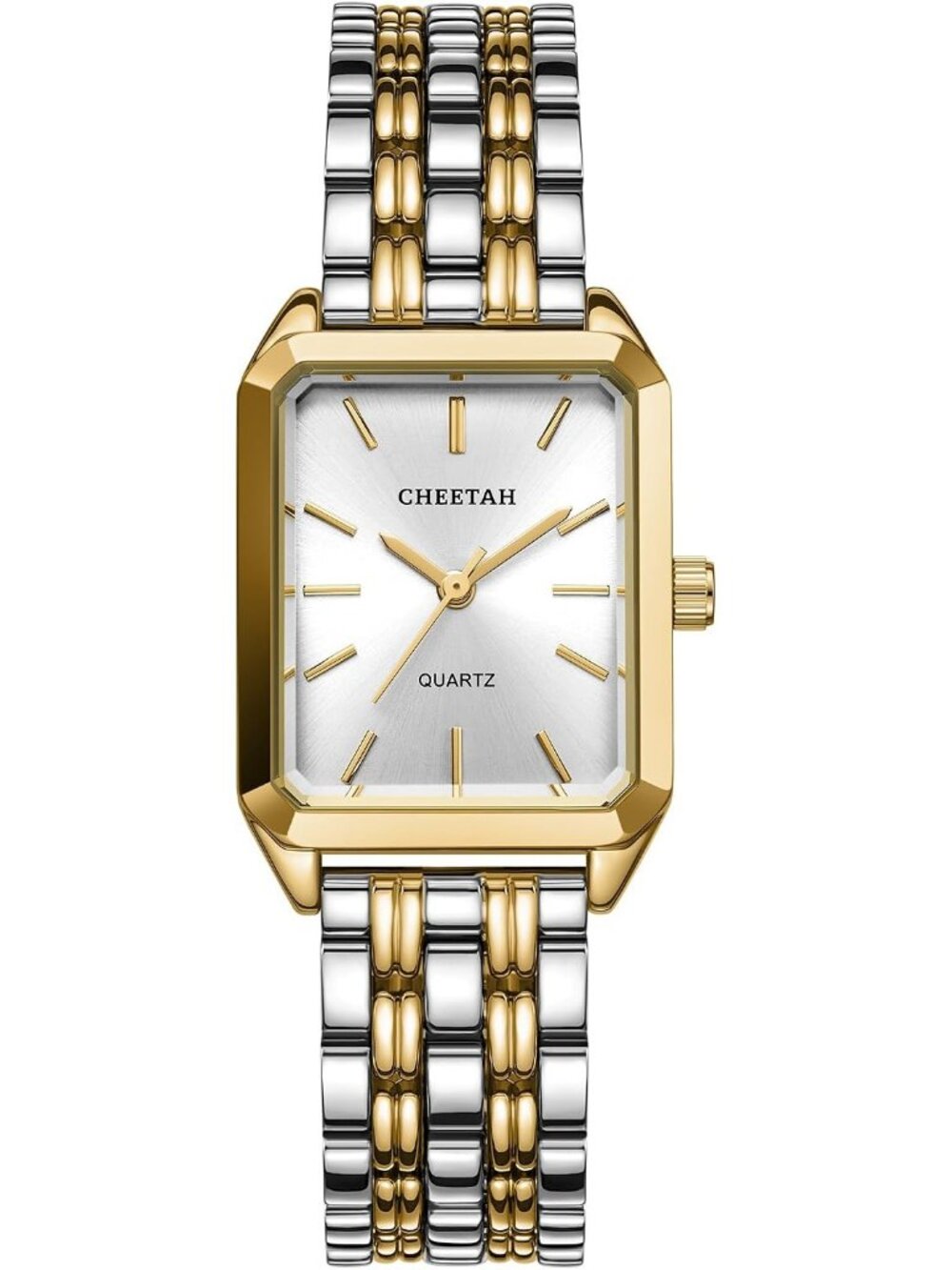 Women's Silver Gold Retro Style Rectangular Case Stainless Steel Band Watches